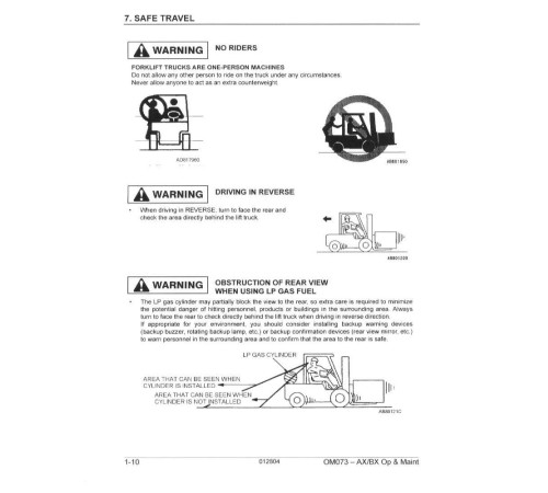 Komatsu AX20 FG15/18(H)(S)-17; BX20 FD20/25/30-14; FG20/25/30(H)(S)-14 Diesel/LPG Forklift Truck Operate and Maintenance manual (OM073) Komatsu AX20 FG15/18(H)(S)-17; BX20 FD20/25/30-14; FG20/25/30(H)(S)-14 Diesel/LPG Forklift Truck Operate and Maintenance manual (OM073)
