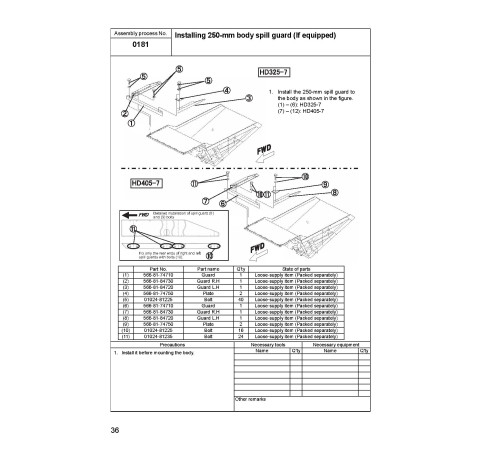 Komatsu HD325-7 (SN: 07001-07025) and HD405-7 (SN: 03001-03035) Rigid Dump Trucks (Japan) Field Assembly Manual (GEN00045-05) Komatsu HD325-7 (SN: 07001-07025) and HD405-7 (SN: 03001-03035) Rigid Dump Trucks (Japan) Field Assembly Manual (GEN00045-05)