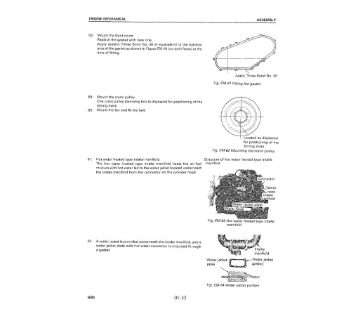 Komatsu (Nissan) H20 Gas Engines (app.for FG15..18H(D), FG10..18-15;FG20/25/30(D,N,S)-11 Forklift Trucks) Shop Manual (H20(ZA_ZB)-BE2)