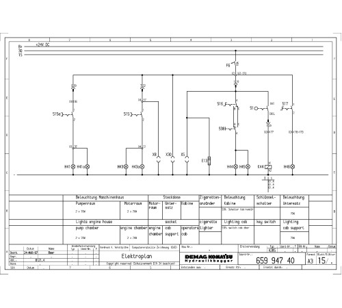 Komatsu (Demag) H285S (SN: 78135) Hydraulic Shovels (Germany) Wiring Diagram (H285S78135SM) Komatsu (Demag) H285S (SN: 78135) Hydraulic Shovels (Germany) Wiring Diagram (H285S78135SM)