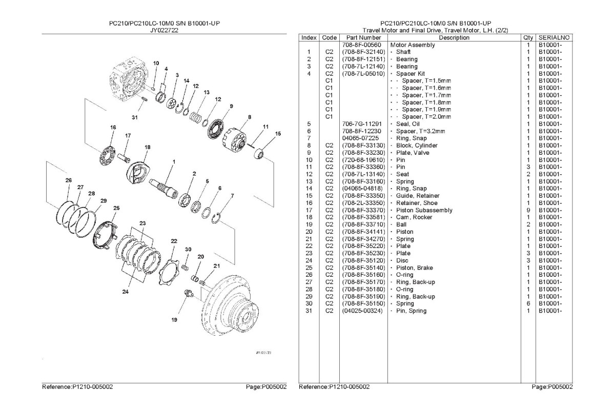 Komatsu PC210-10M0, PC210LC-10M0 (SN:B10001-) Crawler Excavators ...