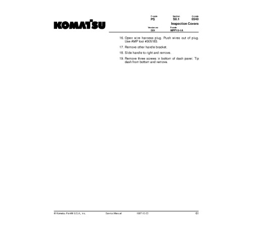 Komatsu MPF15-1A Order Pickers Service Manual (MPF15-1A_SM034A) Komatsu MPF15-1A Order Pickers Service Manual (MPF15-1A_SM034A)