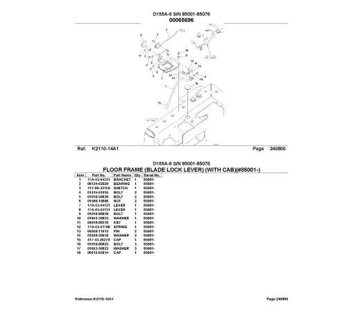 Komatsu D155A-6 (SN: 35001-35076) Crawler Dozers and SAA6D140E-5GR-W Diesel Engines Parts Catalog (PB-D155A.6-35001-35076) Komatsu D155A-6 (SN: 35001-35076) Crawler Dozers and SAA6D140E-5GR-W Diesel Engines Parts Catalog (PB-D155A.6-35001-35076)