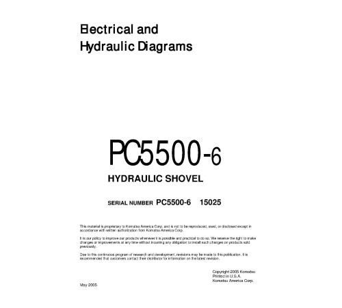 Komatsu PC5500-6 (SN: 15025) Crawler Excavators (Germany) set of Workshop Manuals (SMPC550015025) Komatsu PC5500-6 (SN: 15025) Crawler Excavators (Germany) set of Workshop Manuals (SMPC550015025)