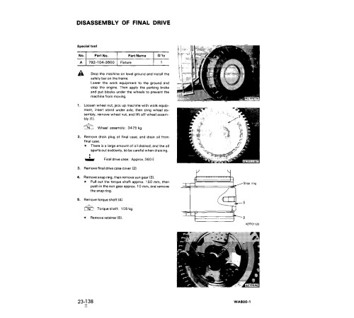 Komatsu WA800-1, WA800-2 and WA800-2-L 4WD Wheeled Loaders (Japan, USA) Workshop Manual (SEBM04280113)