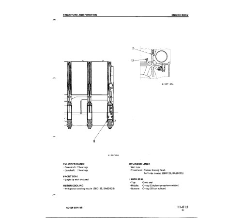 Komatsu 6D125-1, S6D125-1 and SA6D125-1 Diesel Engines (Japan) Workshop Manual (SEBE61500111) Komatsu 6D125-1, S6D125-1 and SA6D125-1 Diesel Engines (Japan) Workshop Manual (SEBE61500111)