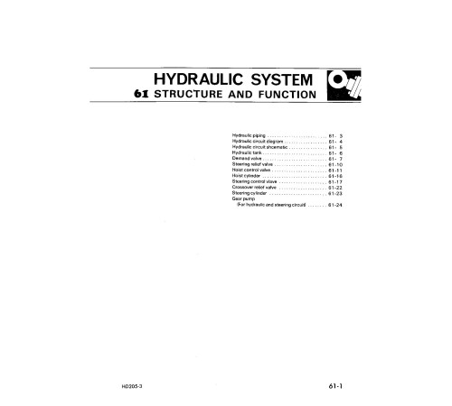 Komatsu HD205-3 (SN from 01003) Rigid Dump Trucks (Japan) Workshop Manual (SEBM05670302) Komatsu HD205-3 (SN from 01003) Rigid Dump Trucks (Japan) Workshop Manual (SEBM05670302)