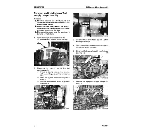 Komatsu WA200-6 (SN from 70001) 4WD Wheeled Loaders Workshop Manual (SEN03081-02)