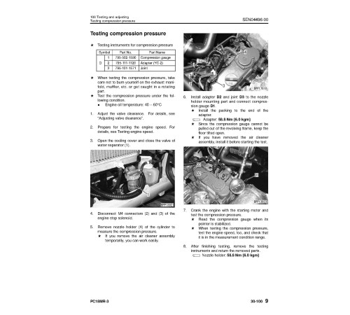 Komatsu PC18MR-3 (SN from 20001) Compact Excavators Workshop Manual (SEN04306-07)