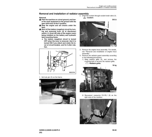 Komatsu GD555-5 (SN from 55001), GD655-5 (SN from 55001), GD675-5 (SN from 55001) Motor Graders (Japan) Workshop Manual (SEN05215-06) Komatsu GD555-5 (SN from 55001), GD655-5 (SN from 55001), GD675-5 (SN from 55001) Motor Graders (Japan) Workshop Manual (SEN05215-06)
