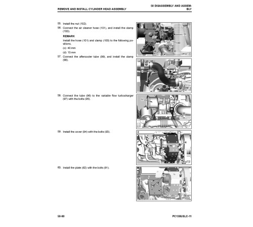 Komatsu PC138USLC-11 (SN from 50001) Hydraulic Excavators Workshop Manual (SEN06589-03)