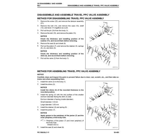 Komatsu PC138USLC-11 (SN from 50001) Hydraulic Excavators Workshop Manual (SEN06589-03)