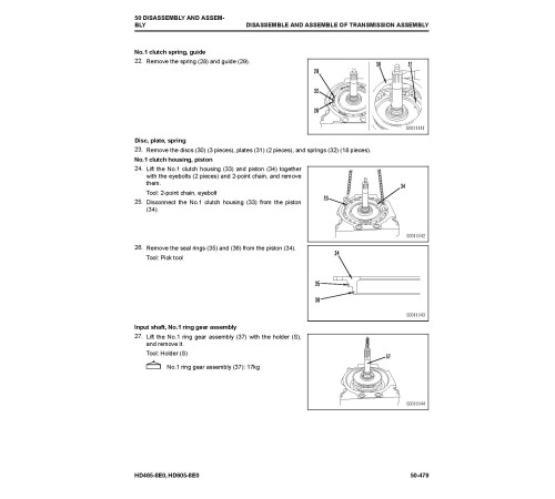 Komatsu HD465-8E0 and HD605-8E0 (SN from 35001) Dump Trucks Workshop Manual (SEN06768-02)