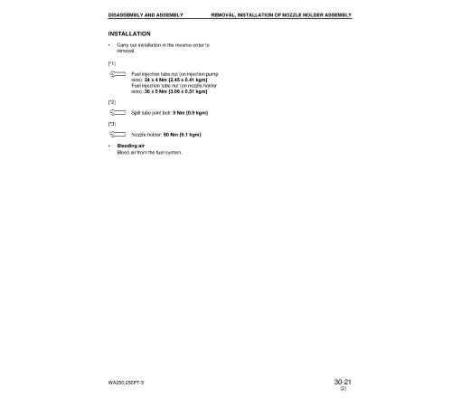 Komatsu WA250-5-H Wheel Loaders and WA250PT-5-H Parallel Tool Cariers (Germany) Workshop Manual (VEBM230102) Komatsu WA250-5-H Wheel Loaders and WA250PT-5-H Parallel Tool Cariers (Germany) Workshop Manual (VEBM230102)