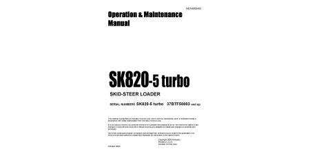 SK820-5 turbo (SN: 37BTF50003-50100) Skid Steer Loaders (Italy) Operate and Maintenance manual (WEAD005400)