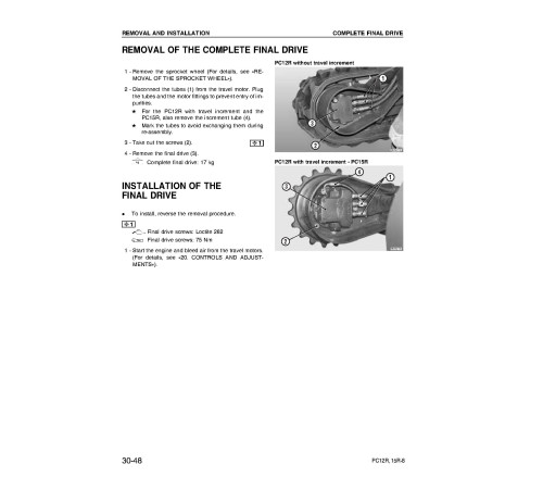 Komatsu PC12R-8 (SN: F30001-31604) and PC15R-8 (SN: F20001-21802) Crawler Excavators (Italy) Workshop Manual (WEBM000100) Komatsu PC12R-8 (SN: F30001-31604) and PC15R-8 (SN: F20001-21802) Crawler Excavators (Italy) Workshop Manual (WEBM000100)