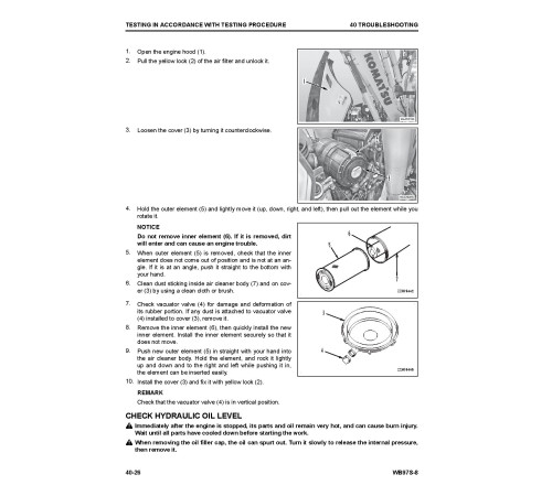 Komatsu WB97S-8 (SN from F40001) Backhoe Loaders Workshop Manual (WENBM00200)